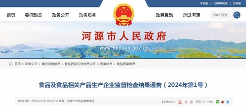 廣東省河源市食品及食品相關(guān)產(chǎn)品生產(chǎn)企業(yè)監(jiān)督檢查結(jié)果通告（2024年第1號(hào)）